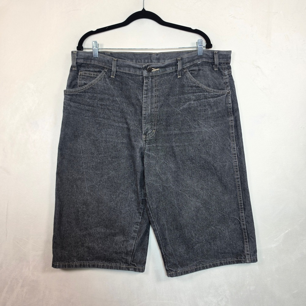Dickies Denim Carpenter Shorts Men's 38 Black Wash Loose Fit Workwear Utility